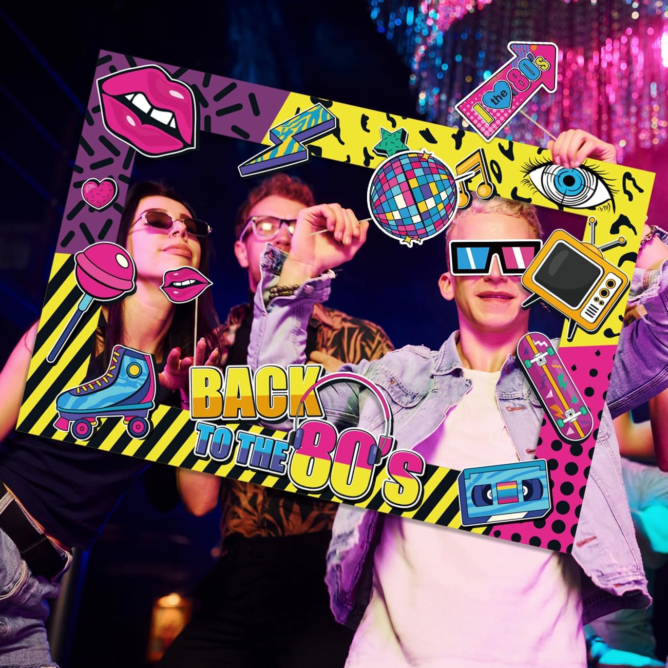 80s Party Decorations Photo Booth Props Retro Theme Party Decorations 80s Birthday Party Decorations 1980s Hip Hop Party for Adults - Image 5