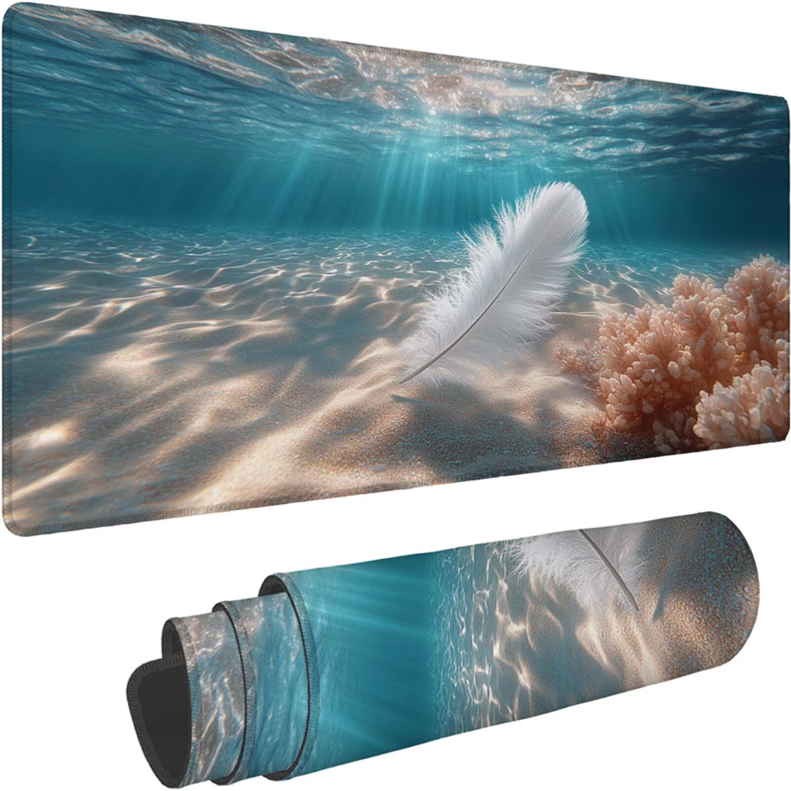 Gamingowa podkładka pod mysz 1200 x 600 x 3 mm, XXL, wodoszczelna, odporna na ścieranie, z przyszytymi krawędziami, niebieska, podkładka na biurko, poprawia prędkość i precyzję pod laptopa, komputer