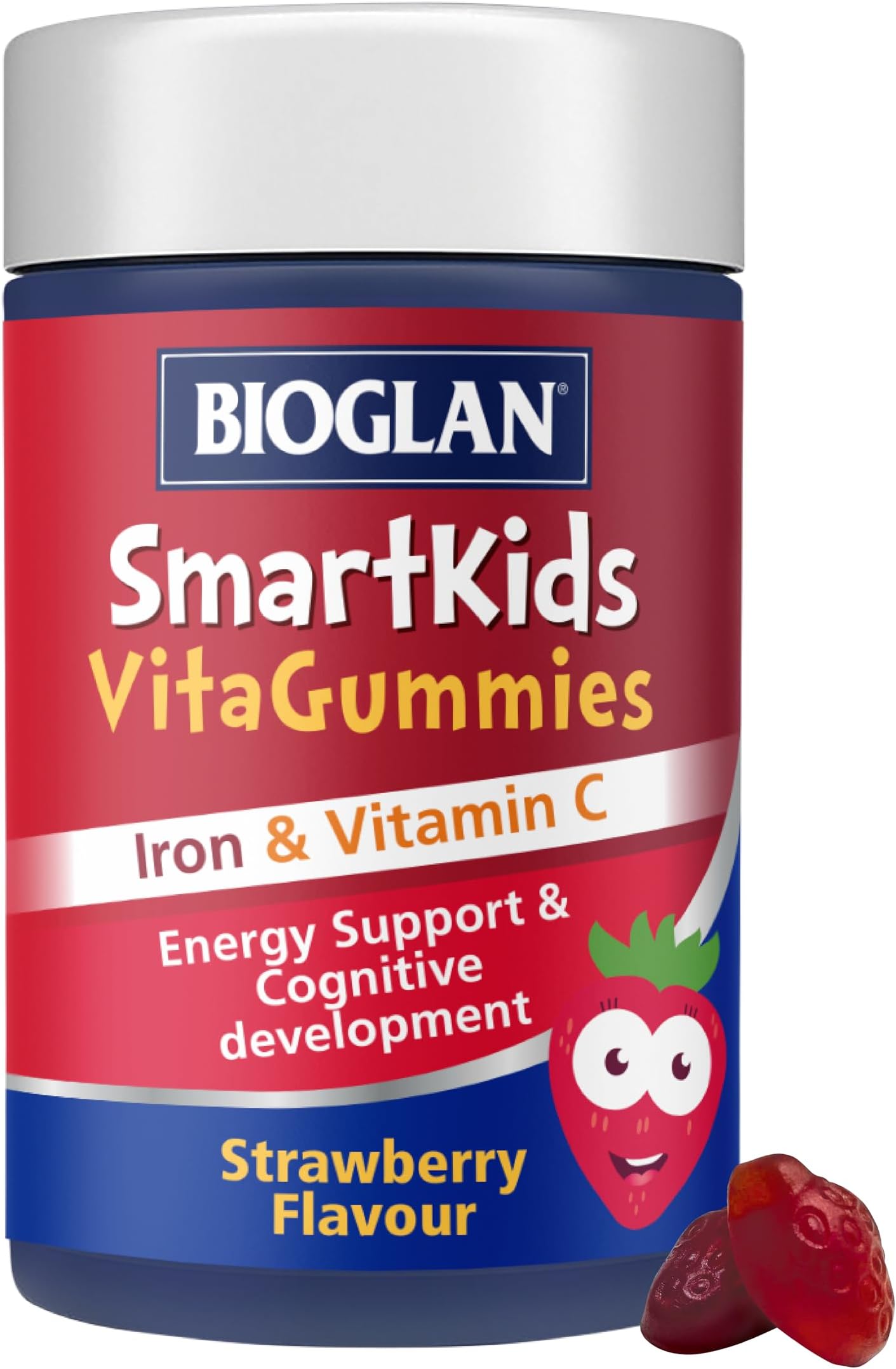 Bioglan SmartKids Iron | Vitamin C | Energy Support | 30 GummiesBioglan SmartKids Vitamin D Gummies for Children (Age 4+), Vitamin D3, Immune & Bone Support, Citrus Flavour Chewable Gummies, 30 Count