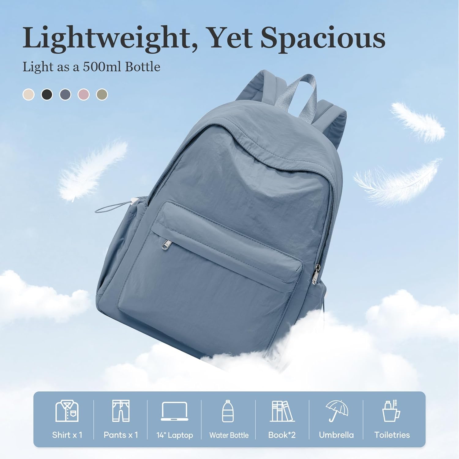 Simple School Backpack For Women Men Aesthetic Medium Backpack Lightweight Casual Daypack College Backpacks Cute Bookbag for Teens Girls Boys Basic Bagpack（Blue）