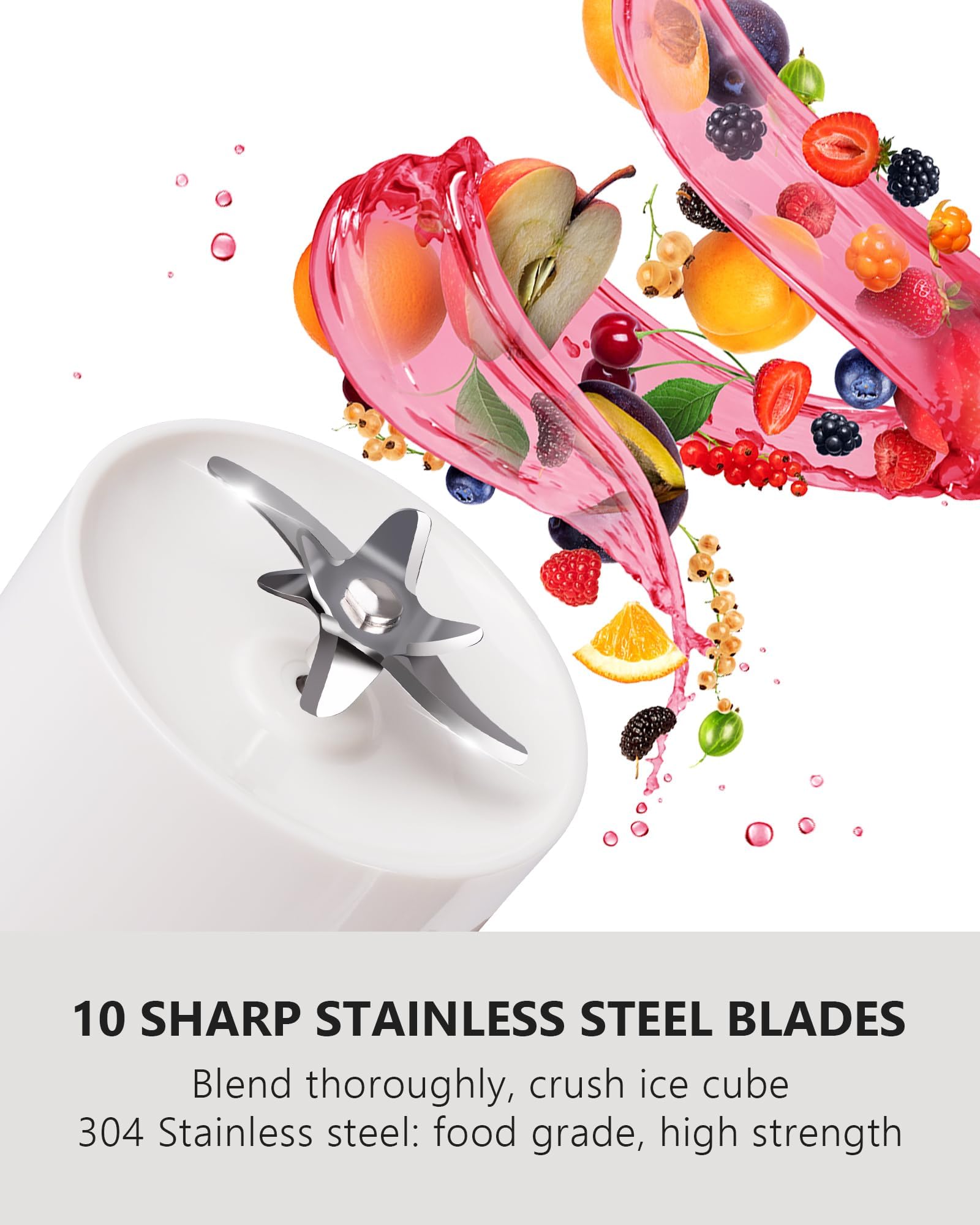 YiNiiOiOi Personal Portable Blender, Smoothies, Milkshakes, and Ice Crusher with USB Rechargeable Travel Blender