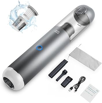 Handheld Vacuum Cordless - 17000Pa Car Vacuum Cleaner High Power with LED/SOS Light, 120W Mini Portable Rechargeable Vacuum Cleaner for Car Home Office Pet Hair