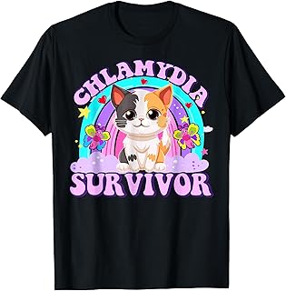 Chlamydia Survivor Cat Rainbow T-Shirt