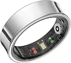 Smart Ring – Monitor de saúde com SPO2/HRV/monitor de sono, 5 ATM à prova d'água e sem assinatura, bateria de 7 dias para homens e mulheres, compatível com iOS Android (10 tamanhos, prata)