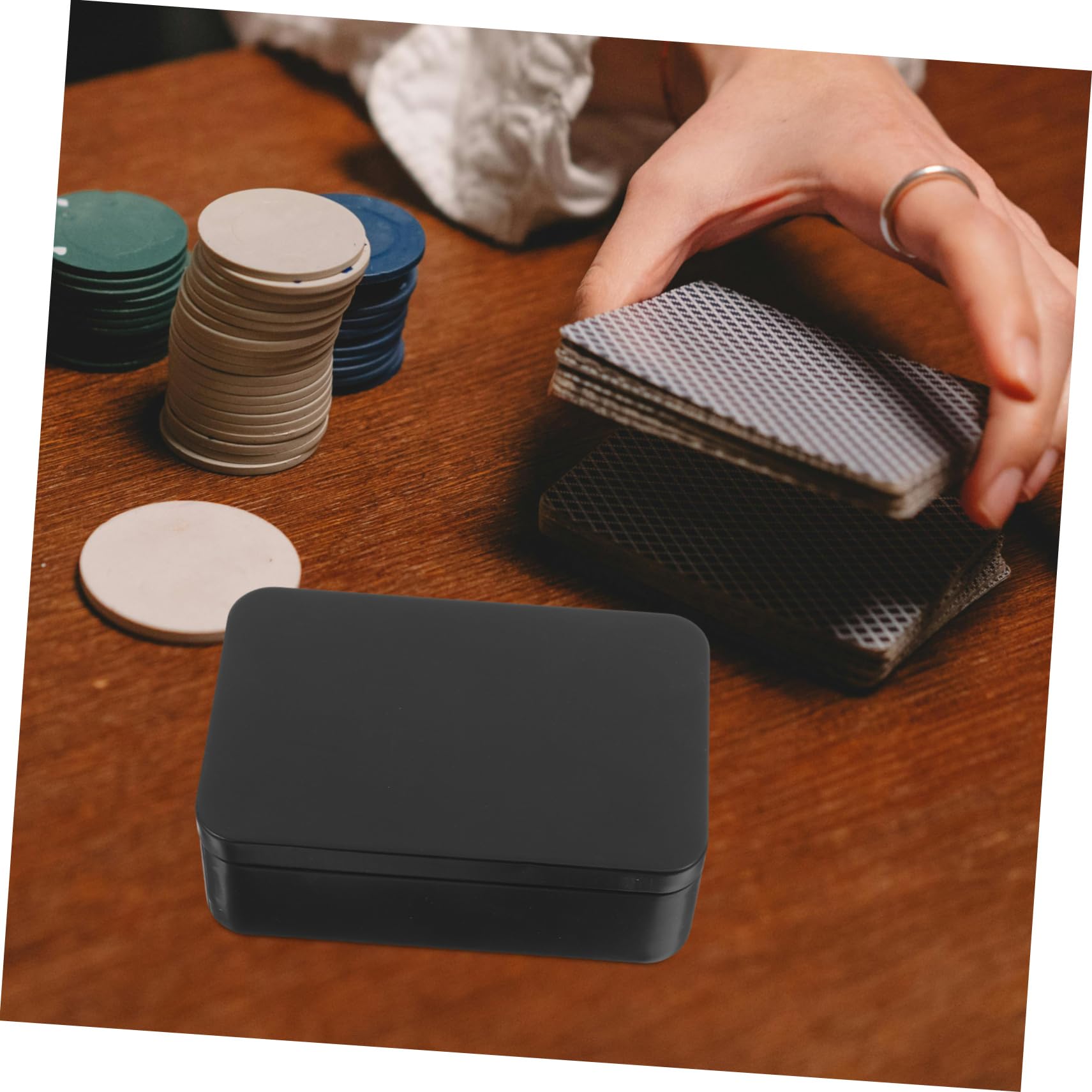 HOMSFOU 3 Set Scatola Di Immagazzinaggio Del Poker Scatole Di Carte Da Gioco Organizzare Piccolo Porta Della Carta Collezione Astuccio Giocare Custodia Per Carte Ponte Nero 3 Pezzi*3