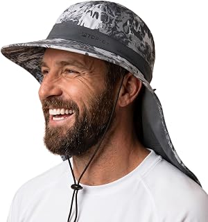 TOP-EX UPF 50+ Cooling Wide Brim Sun Hat for Men with Neck Flap, Packable | UVCoolix™ cooling needs no water; 3.1 in rollable shape-holding brim, 9.4 in neck coverage, six mesh eyelets, secure fit