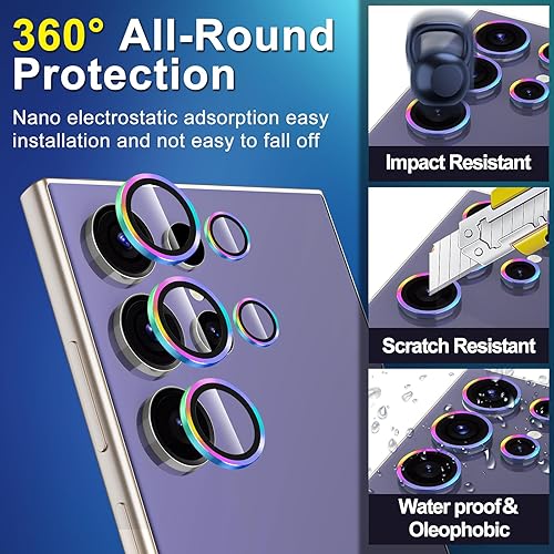 Vista 1289 de para Samsung Galaxy Z Flip 7 Protector de Lente de Cámara, Cubierta de Lente de Vidrio Templado con Anillo de Metal Individual, [Fuerte Adhesión] 1