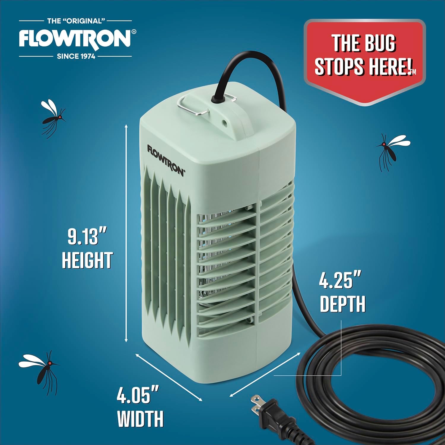 Flowtron Indoor Bug Zapper (Green) - 1000V Electric Insect Killer with UV Light - 160 Sq Ft Coverage - Plug-in Fly & Mosquito Trap for Bedroom, Kitchen & Office