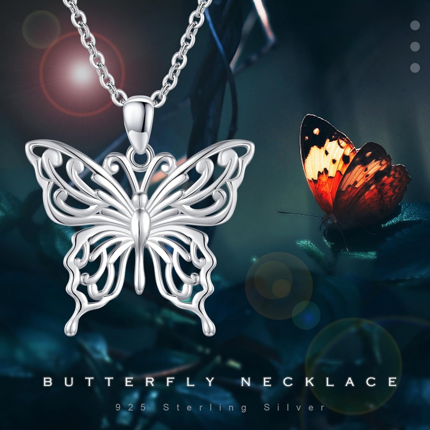 CUOKA MIRACLE Opal Butterfly Necklace for Women 925 Sterling Silver Dainty Cute Butterfly Charm Jewelry Delicate Pendant Butterfly Necklace Birthday Christmas Gift for Wife Girlfriend Mom Teen - Image 5