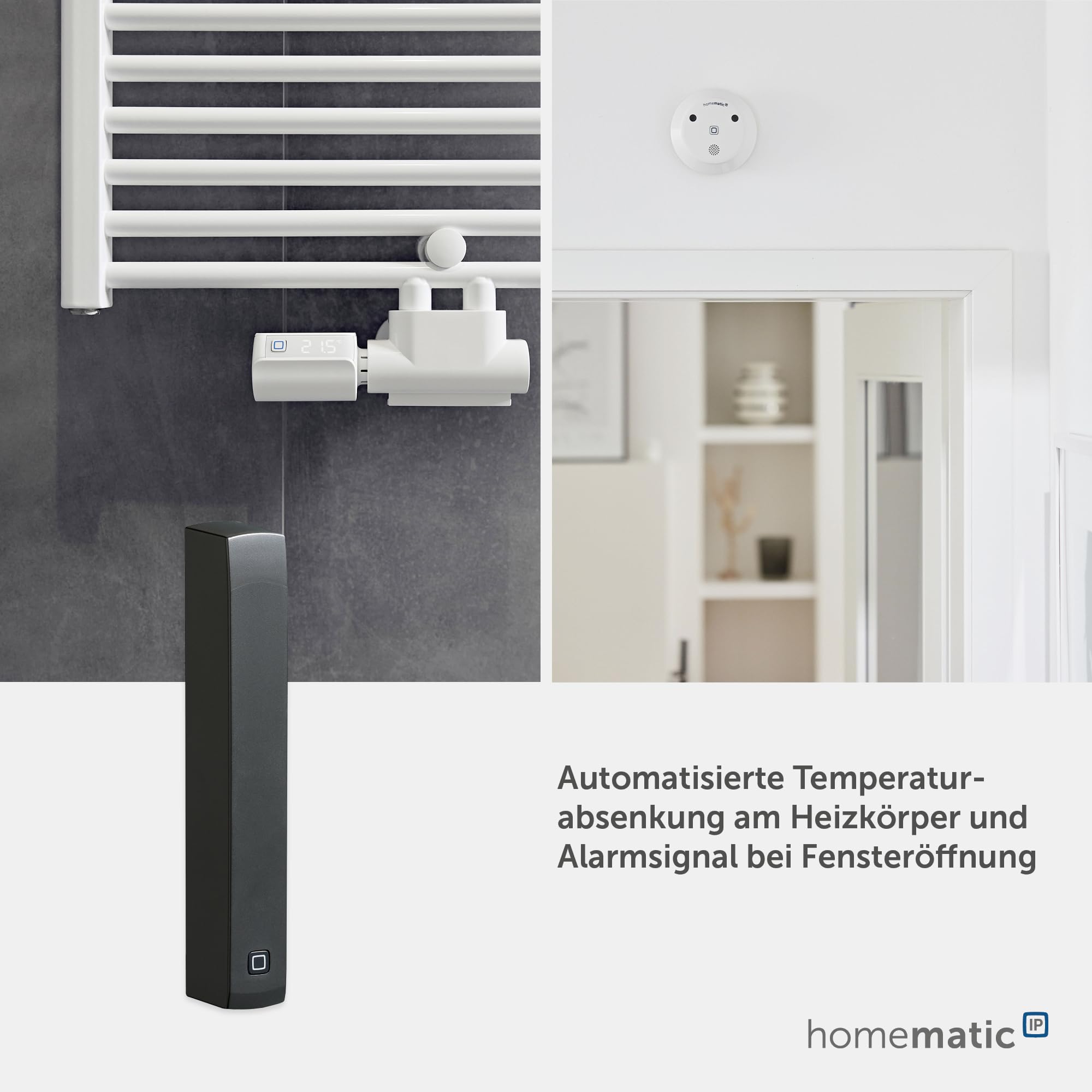 Homematic IP Smart Home Fenster- und Türkontakt, optisch, anthrazit, digitaler Sensor, effizient Heizen, Fensterüberwachung per App, Energie sparen, Alexa, Google Assistant, 160027A0