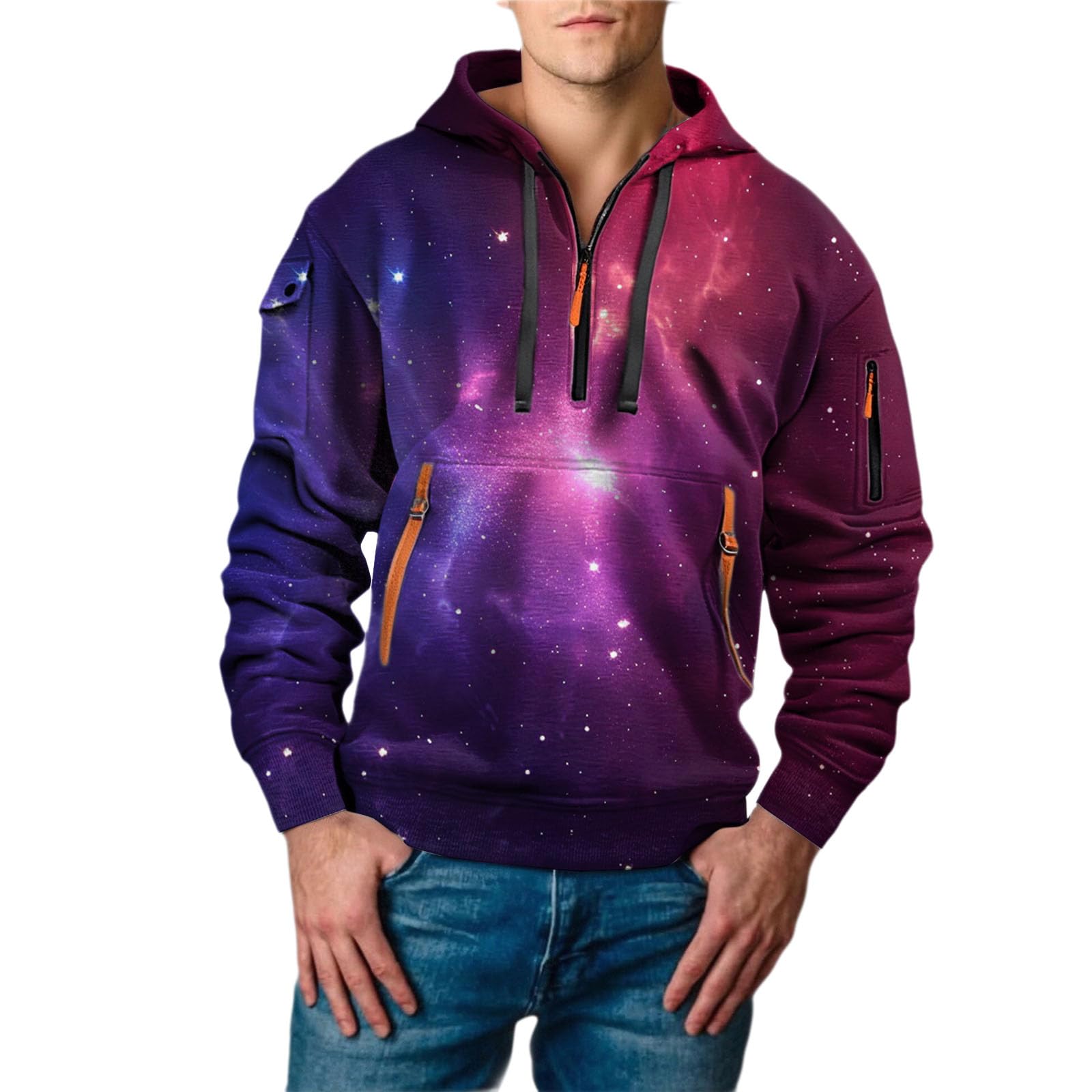 Sudaderas con Capucha Corta Sudadera Y Cremallera De Un para Hombre, Estilo Casual Deportivo, Bolsillos. Tallas S A 5XL. Boxeo Hombre (Pink, XL) Camiseta Ciclismo Camisa Manga Chandal