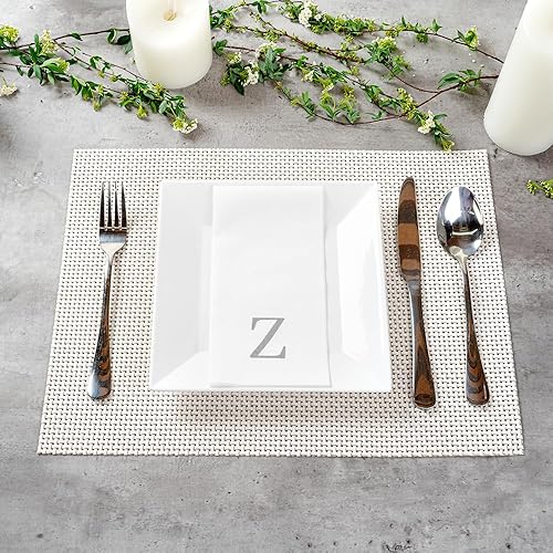 Miniatura 4 de Restaurantware Luxenap - Toallas de cocina de 15.8 x 7.9 pulgadas, 50 toallas de mano con letras, letras plateadas, letra "Z", fuente Sans Serif,