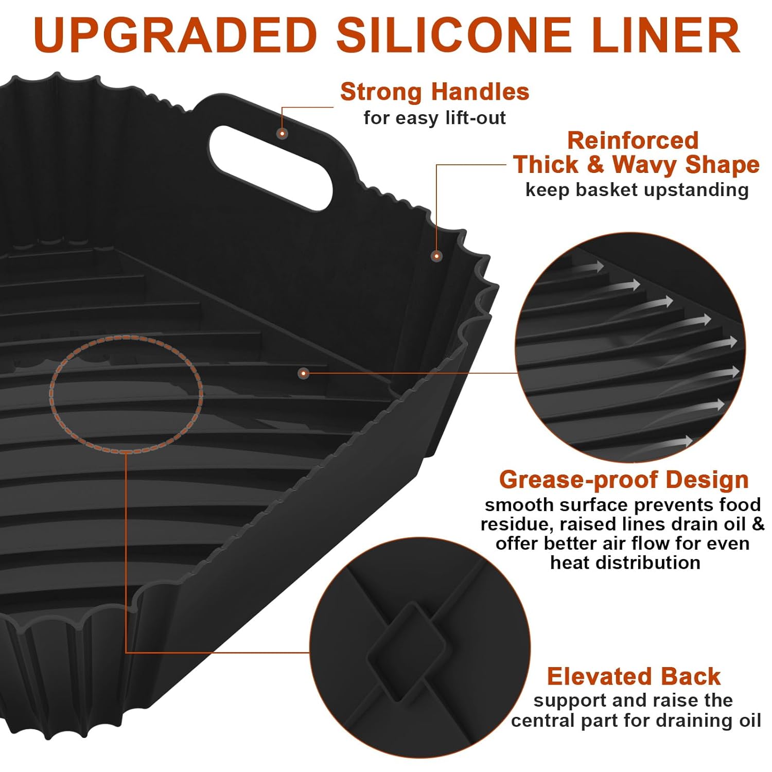 Seropy 2 Pack Reusable Silicone Air Fryer Liners