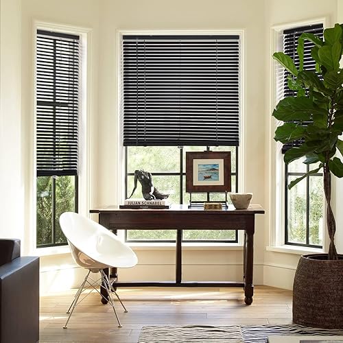 Miniatura 5 de LazBlinds Mini persianas horizontales de aluminio inalámbricas de 1 pulgada, persianas de filtrado de luz de tamaño personalizado para ventanas,