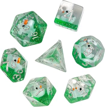 Cusdie 7-Die DND Dice, Polyhedral Dice Set Filled with Animal, for Role Playing Game D&D Dice Blue Duck