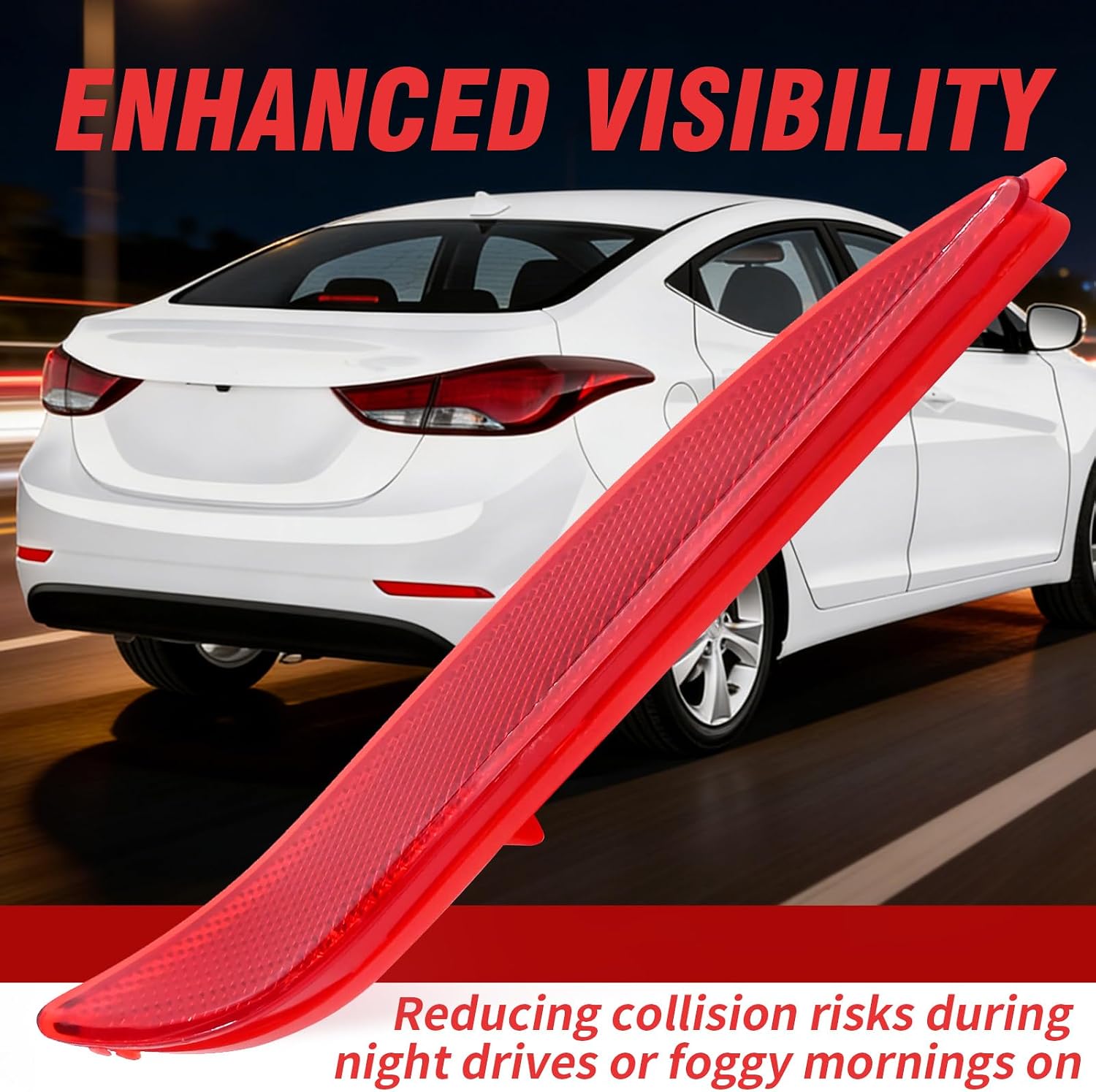 92405-3X000 Rear Bumper Reflector Set, Replacement for Hyundai Elantra 2011-2013 Sedan, Replaces 92406-3X000