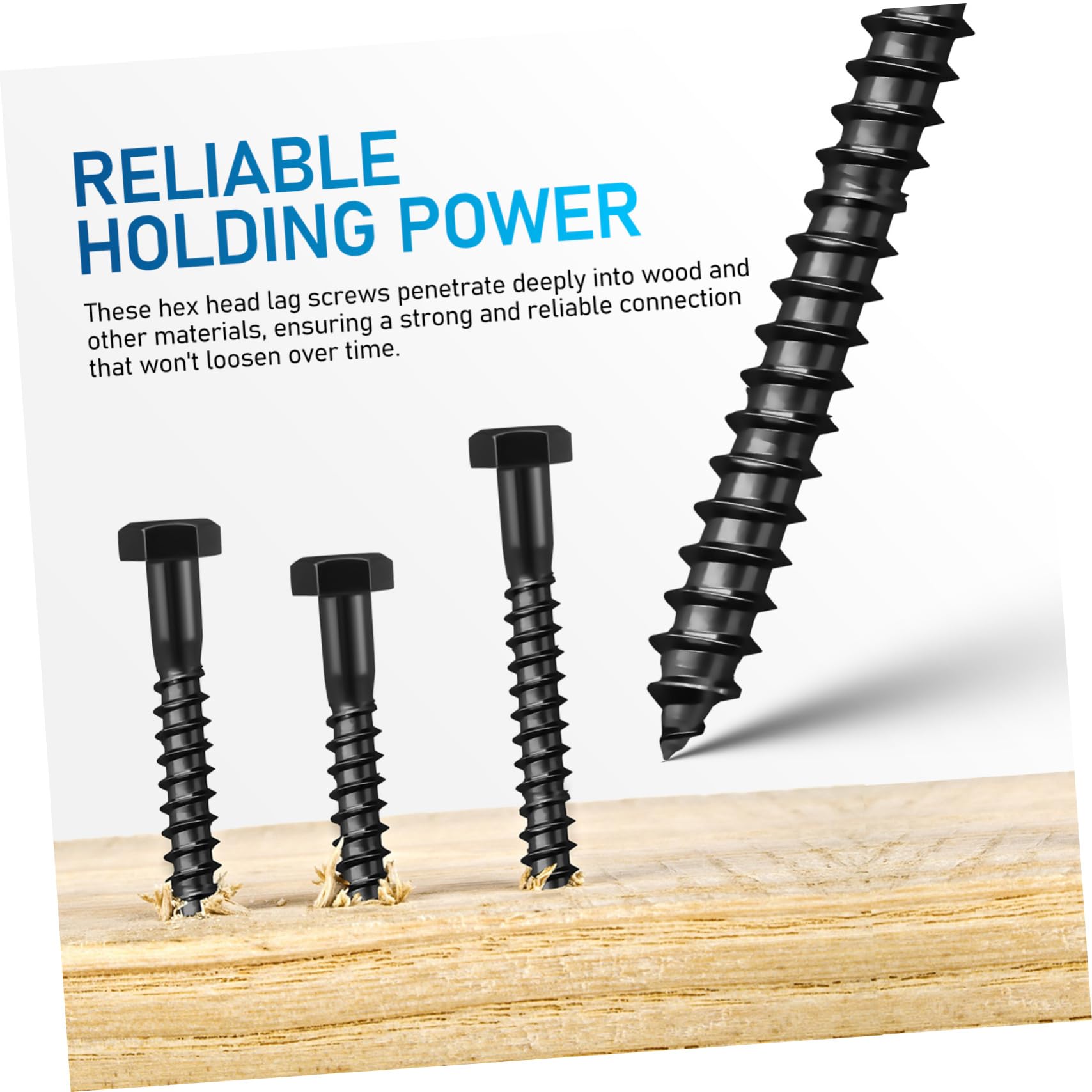 LALAFINA 10Pcs Head Lag Screws Carbon Steel Lag Bolts Self Tapping Exterior Screws for Wood Durable Heavy Duty Fasteners for Construction and Projects