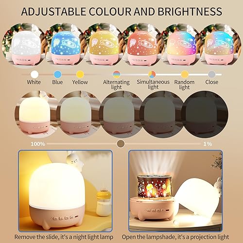 Miniatura 3 de Jovow Luz nocturna para niños, 84 modos de luz, 14 películas, proyector de luces de rotación de 360 para niños con música y temporizador remoto,