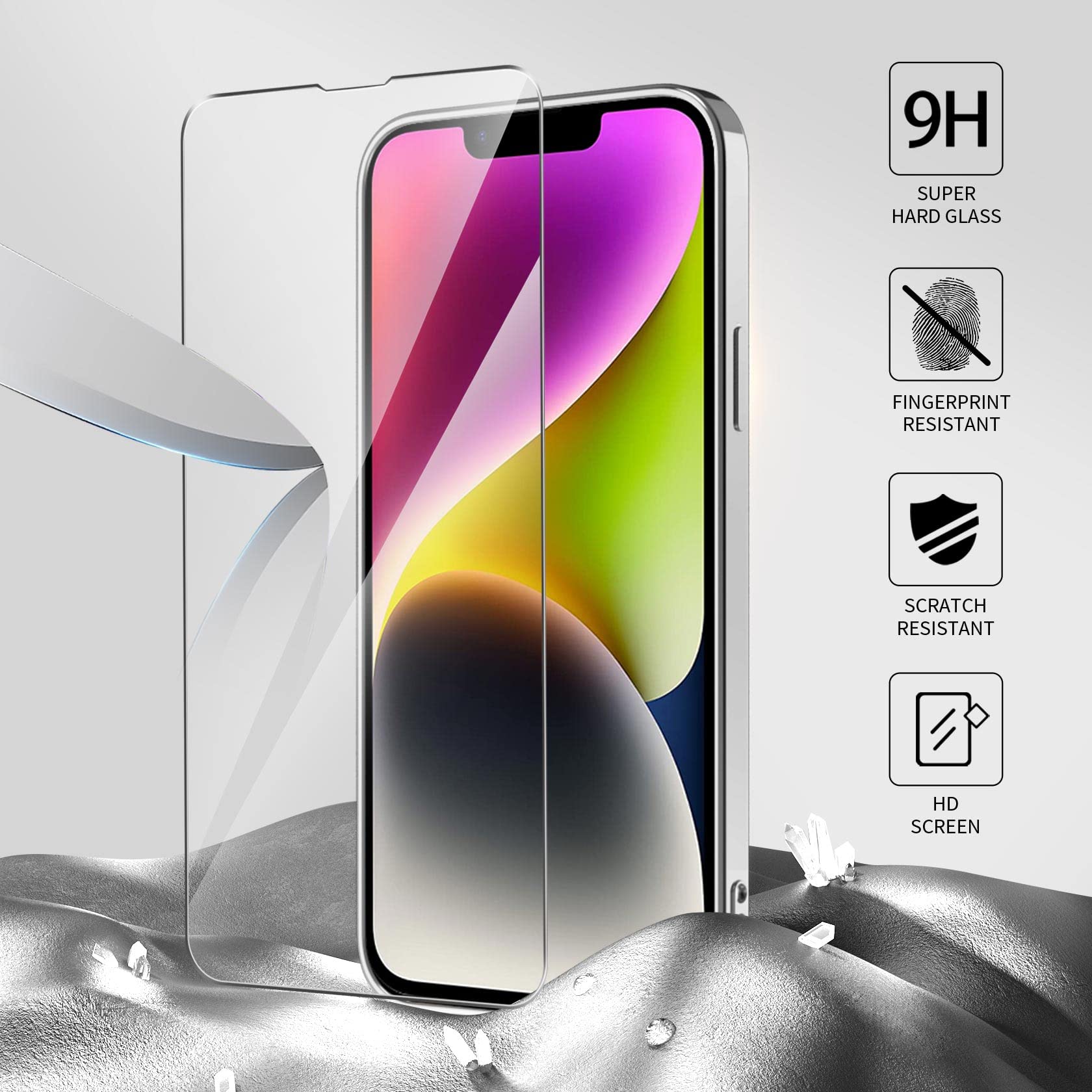 Qasyfanc Hybrid Cover Compatibile con iPhone 12, Custodia iPhone 12 Sottile Antiurto con Protezione Fotocamera e 2 Pellicola Vetro Temperato, Viola