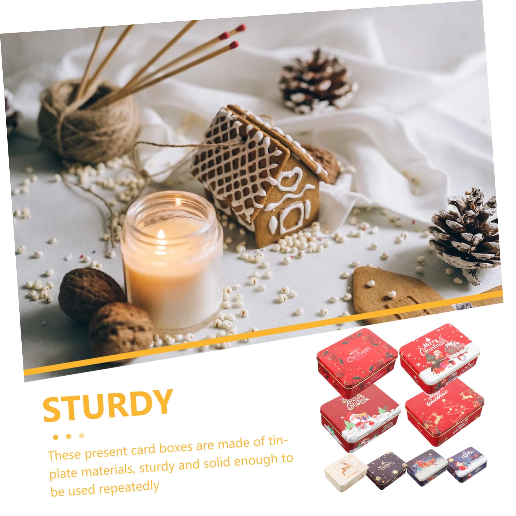 UTHCLO 8stücke Kleine Metall-geschenkkartendosen aus Weißblech mit Deckel Geschenkbüchsen mit Weihnachtsmotiv für Karten Kekse und Bonbons Formstabile Aufbewahrungsboxen Zufälliger Stil