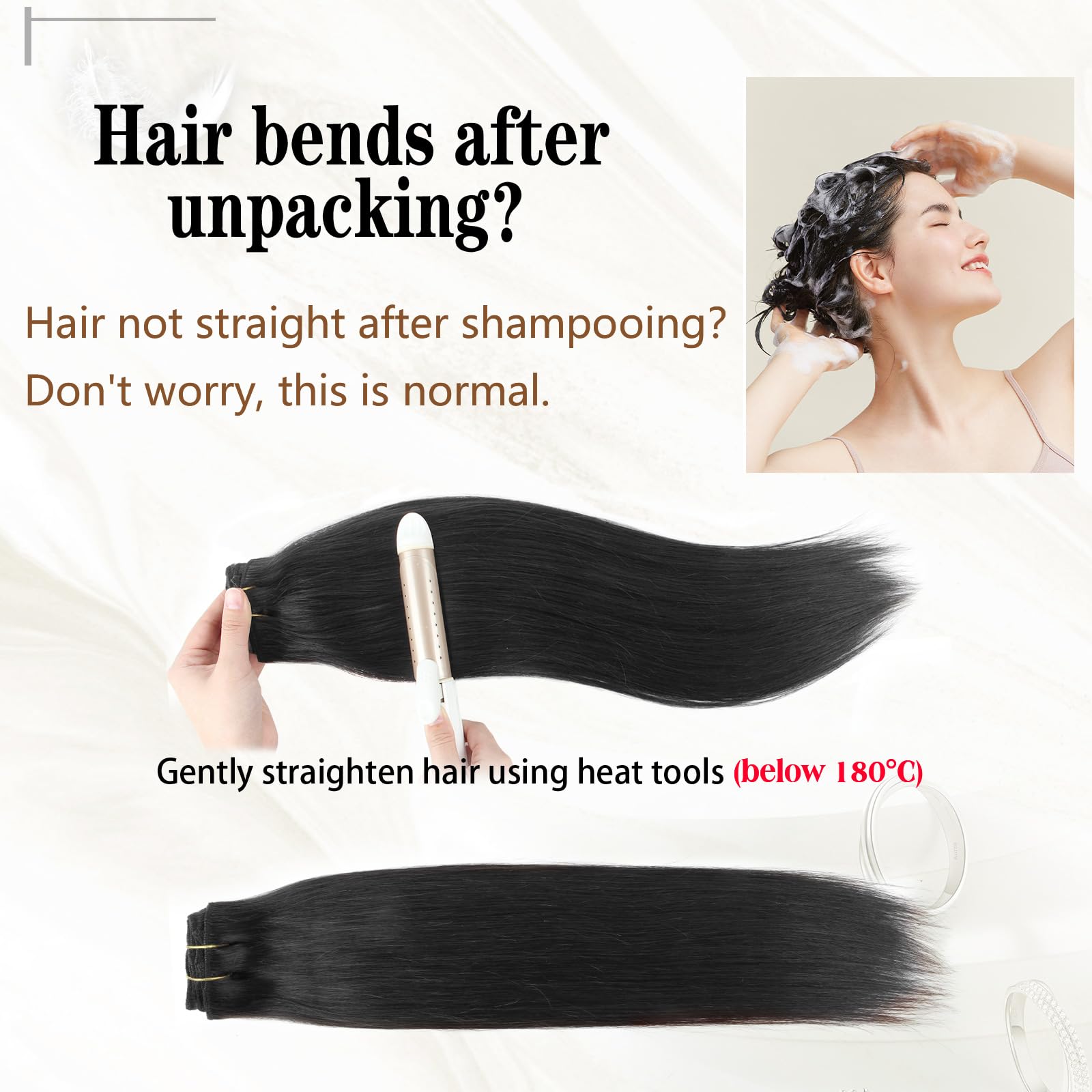 ABH AMAZINGBEAUTY HAIR Clip in Extensions aus Echtem Menschenhaar Gerade Tiefschwarz Clip in Extensions Echthaar Dick Clip in Extensions Gefärbt Remy Echthaar #1 8 Stück 120g 55cm | Doppelt genäht, Tiefschwarz, Remy-Echthaar, seidig glatt, nahtlose Mischu