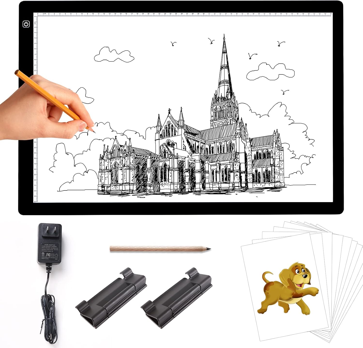 KOBAIBAN Large A2 Tracing Light Box, 12V2A Adapter Power 7500 Lux Stepless Brightness Ultra-Thin LED Artist Copy Board Craft Light Drawing Pad for Diamond Painting/Sketching/Animation/Weeding Vinyl