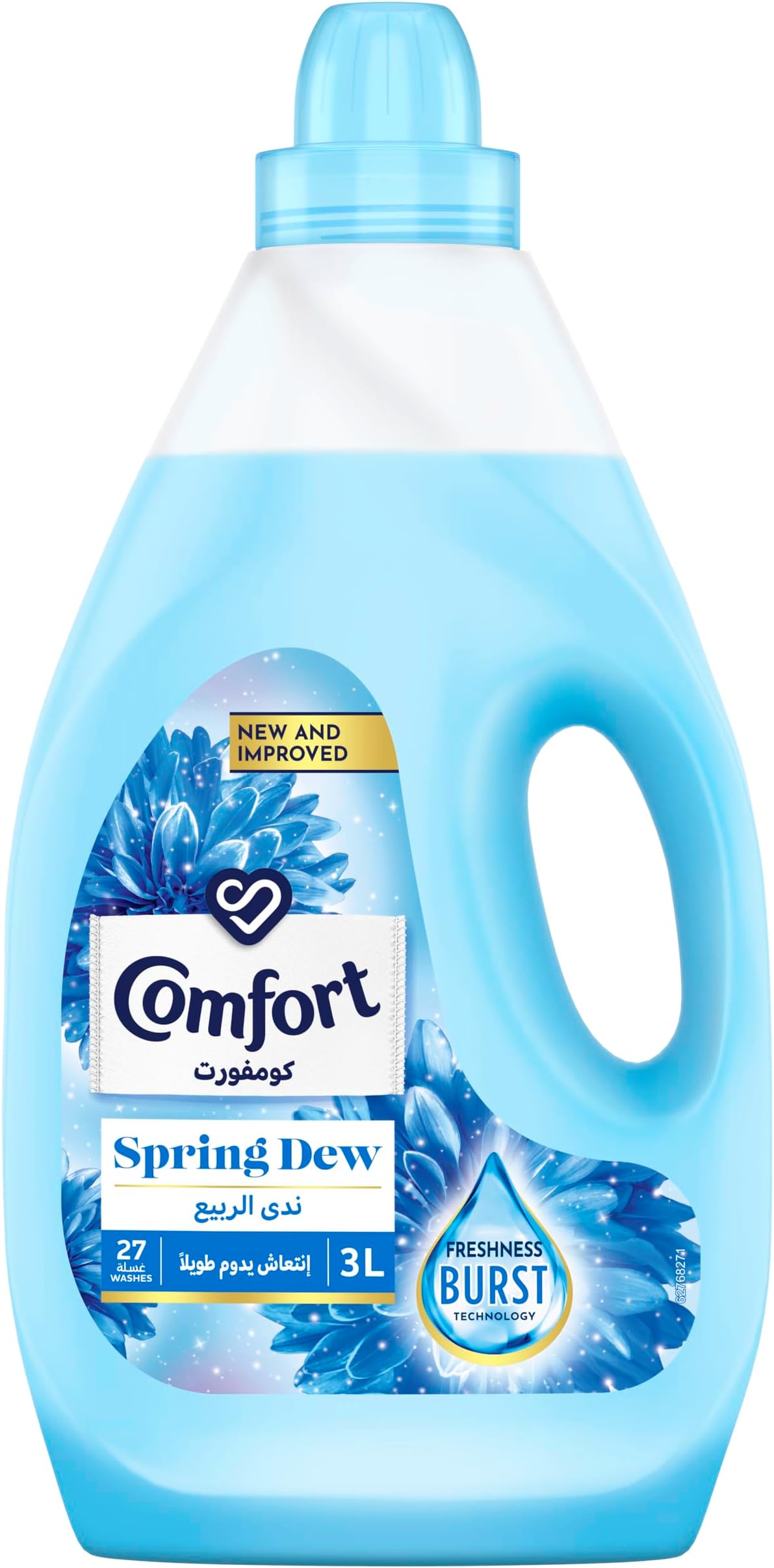 COMFORT Fabric Softener, Spring Dew, with freshness-burst technology for longer lasting fragrance & soft clothes, 3L