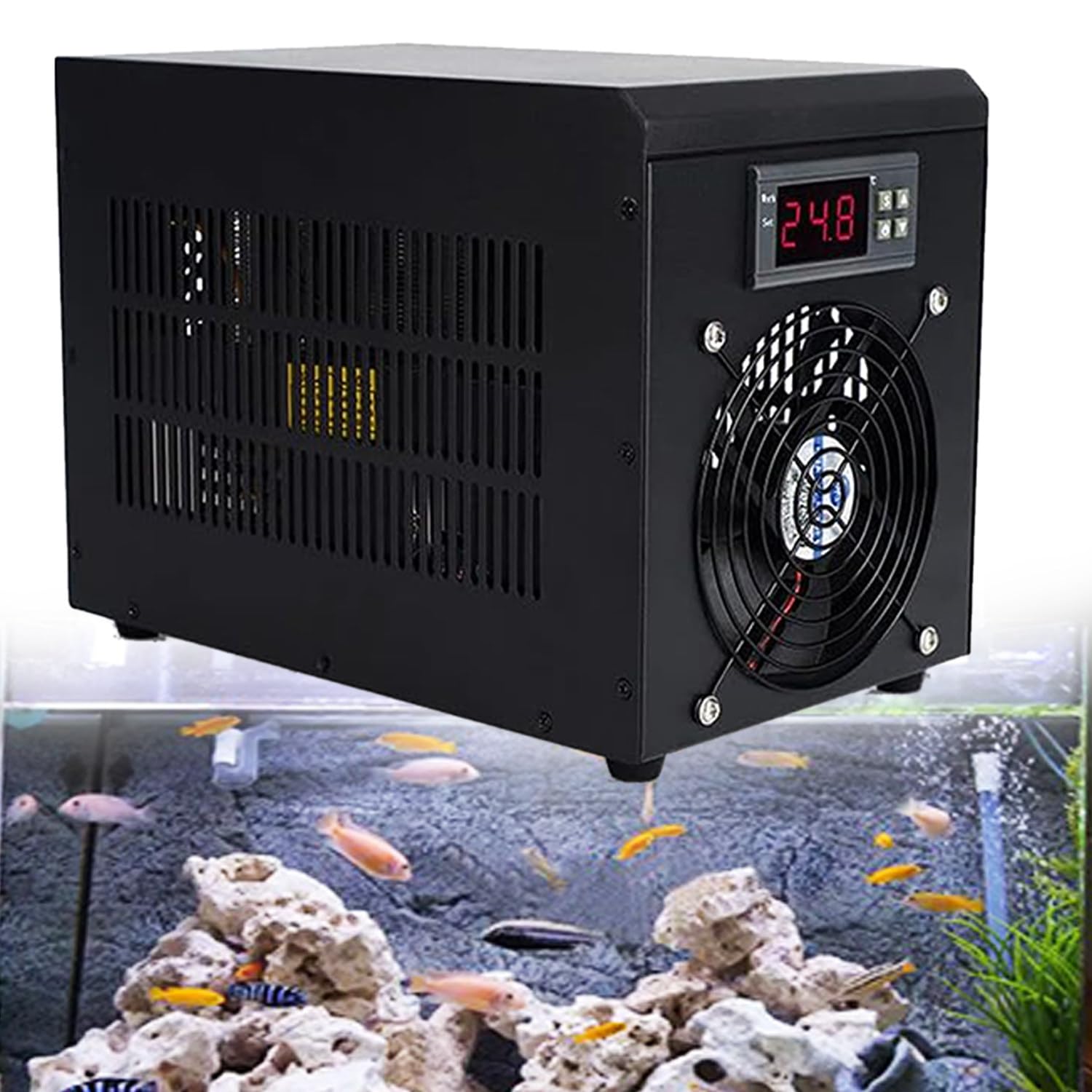 Qiang Refroidisseur d'eau D'aquarium Commercial Machine De Refroidissement par Aquarium Refroidisseur De Réservoir Poisson avec Pompe Et Tuyau,Réglage Facile Température,300L/79GAL