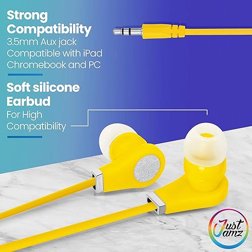 Miniatura 3 de Paquete de 150 auriculares a granel para uso en el aula | Incluye 100 auriculares multicolor y 50 auriculares blancos con cable | Auriculares para