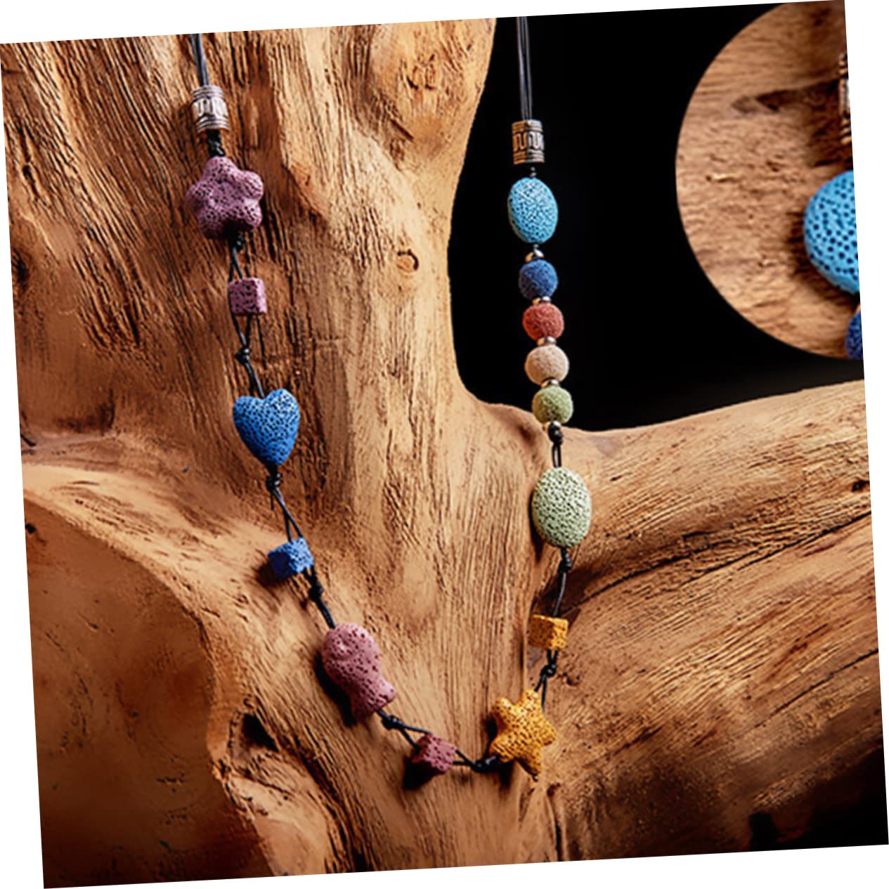Operitacx 36pezzi Volcanic Stone Beads Round Pendants for Jewelry Making for Bracelets Earrings and Accessories Mixed Colors