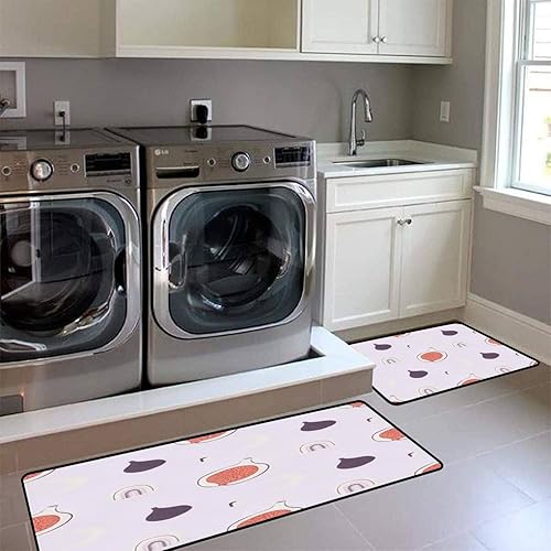 Miniatura 3 de Juego de alfombras de cocina estilo bohemio retro con diseño de higos y luna arcoíris de mediados de siglo, estilo moderno para impresiones, tapete