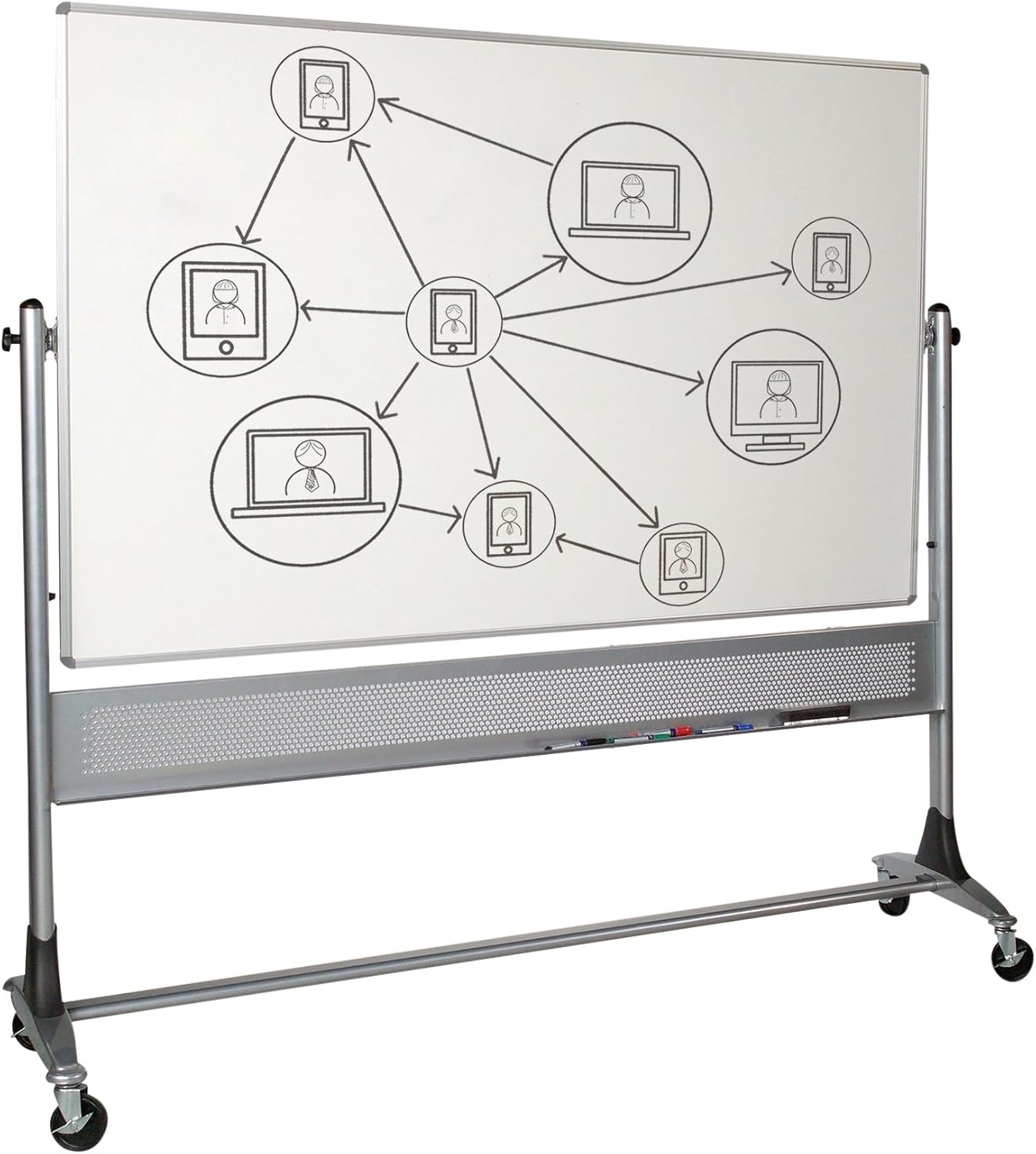 Best-Rite 669RH-DD Platinum Mobile Reversible Whiteboard Easel, 4 x 8 Feet Panel Size, Porcelain Steel Markerboard Surface, Porcelain Steel Magnetic