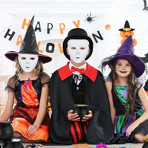 Miniatura 9 de 3 máscaras de Halloween, máscaras faciales blancas en blanco para Halloween, cara completa, de plástico, liso, fiesta, baile, para baile hip hop