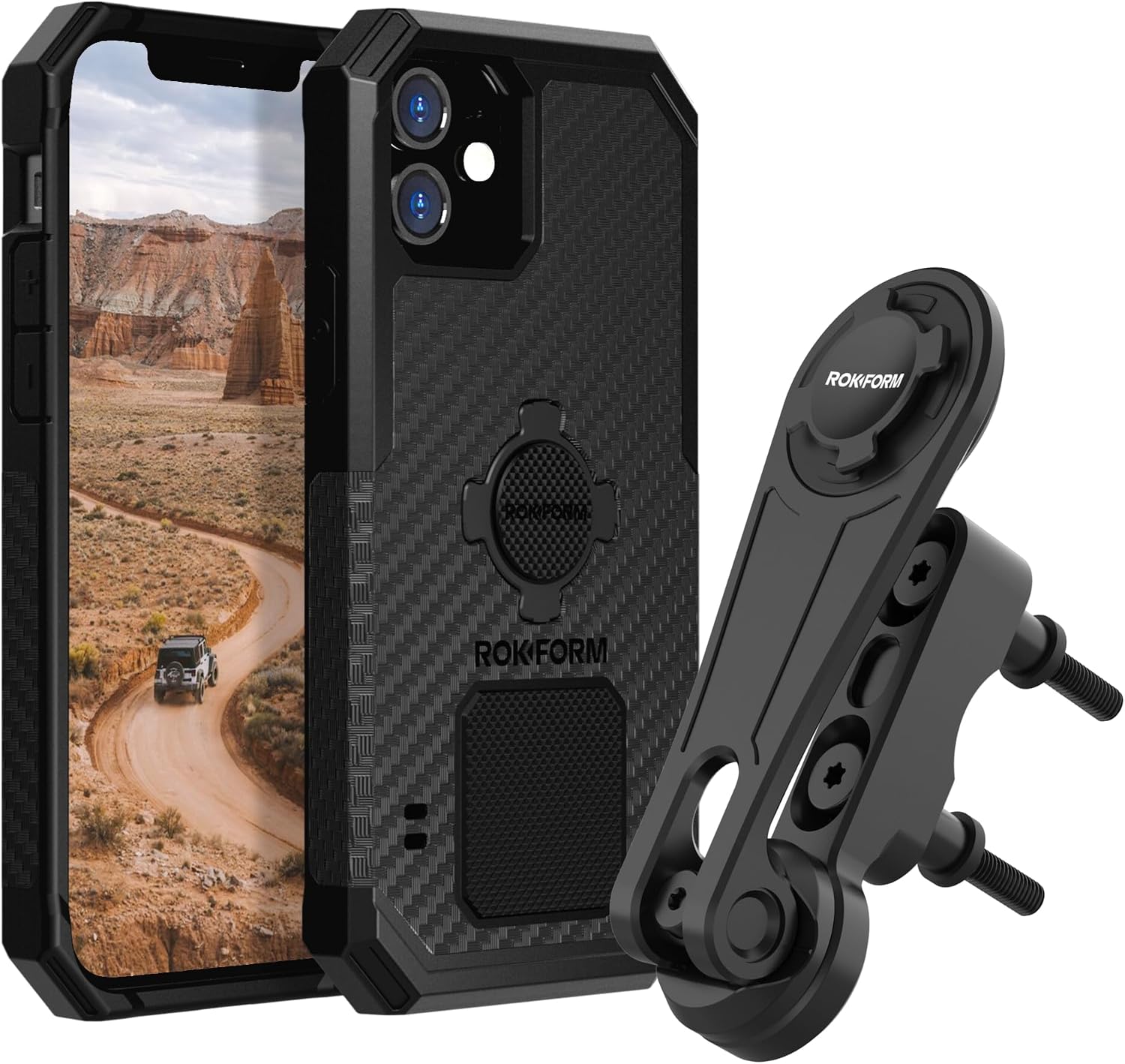 Rokform - iPhone 12, iPhone 12 Pro Rugged Case + Motorcycle Perch Phone Mount