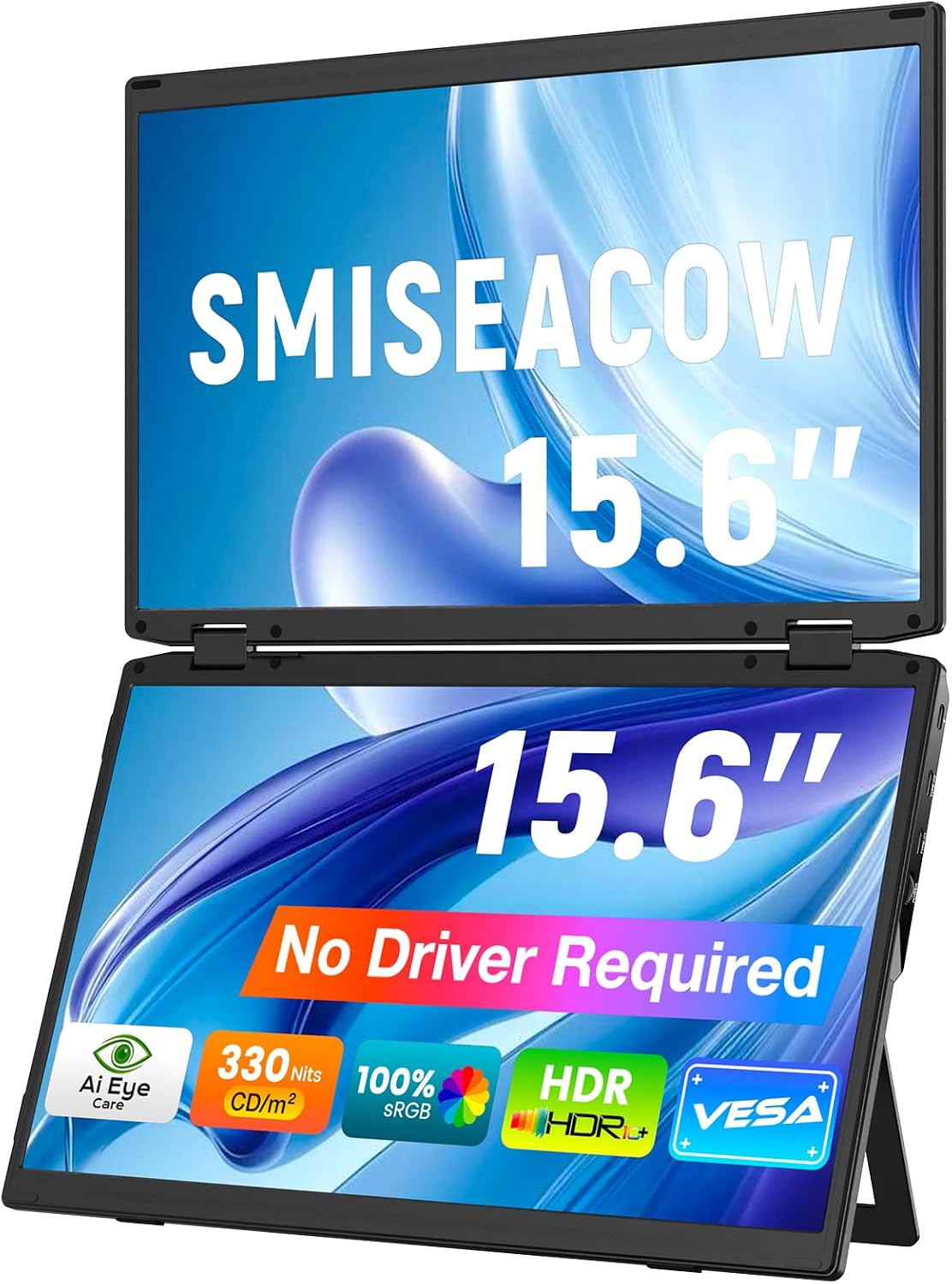 Smiseacow M4 15.6" 1080p HDMI USB-C VESA Laptop Screen Extender