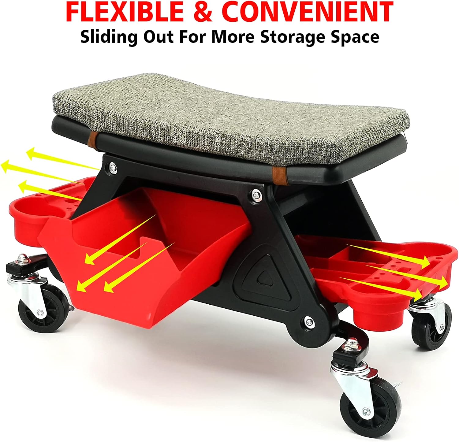YOVYOV Mechanic Stool, Heavy Duty Roller Mechanics Seat, Rolling Stool with Wheels, 3 Slide Out Tool Trays and Drawer, 300 Lbs Capacity for Mechanics & Detailers Home DIY Garages : Automotive