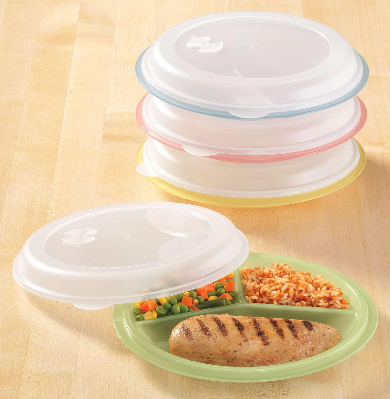 Miles Kimball Divided Plates And Food Storage Containers - Set Of 4 image 2