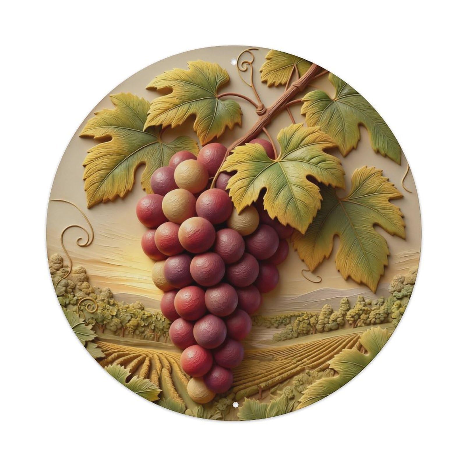 Zlatcbu Vintage Vineyard Grapes Sunset Landscape Art Metal Tin Sign Retro Wall Art Poster, Decor For Home Living Room Bar Cafe Garage, 8X8 Inch