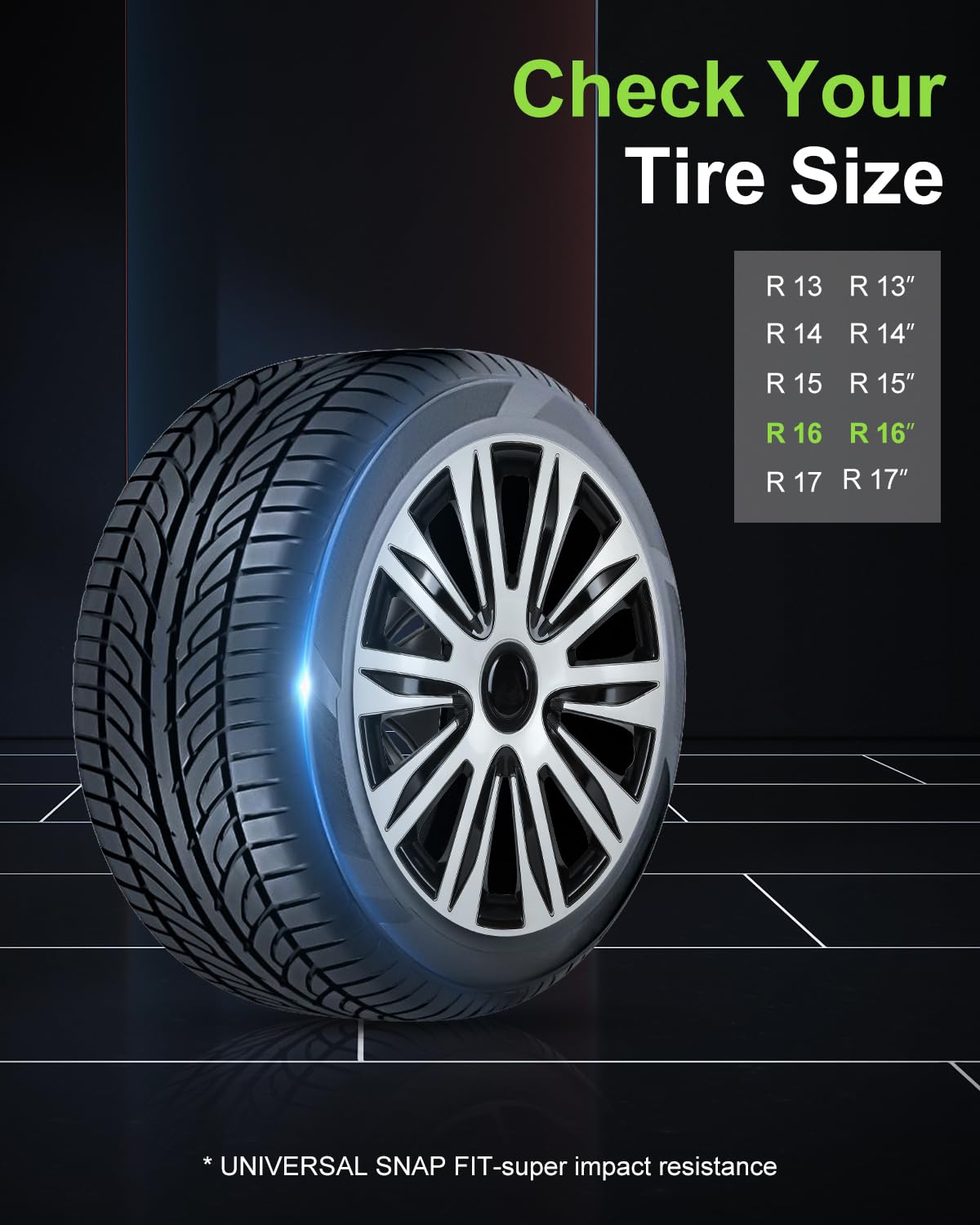 SCITOO Premium 16 Inch Hubcaps Set of 4 Wheel Rim Cover OEM Style Easy Snap On Car Truck SUV Hub Cap Replacement for Dodgefor Honda,for Mazda,for Kia,for Ford,for Mitsubishi,for Hyundai,etc.