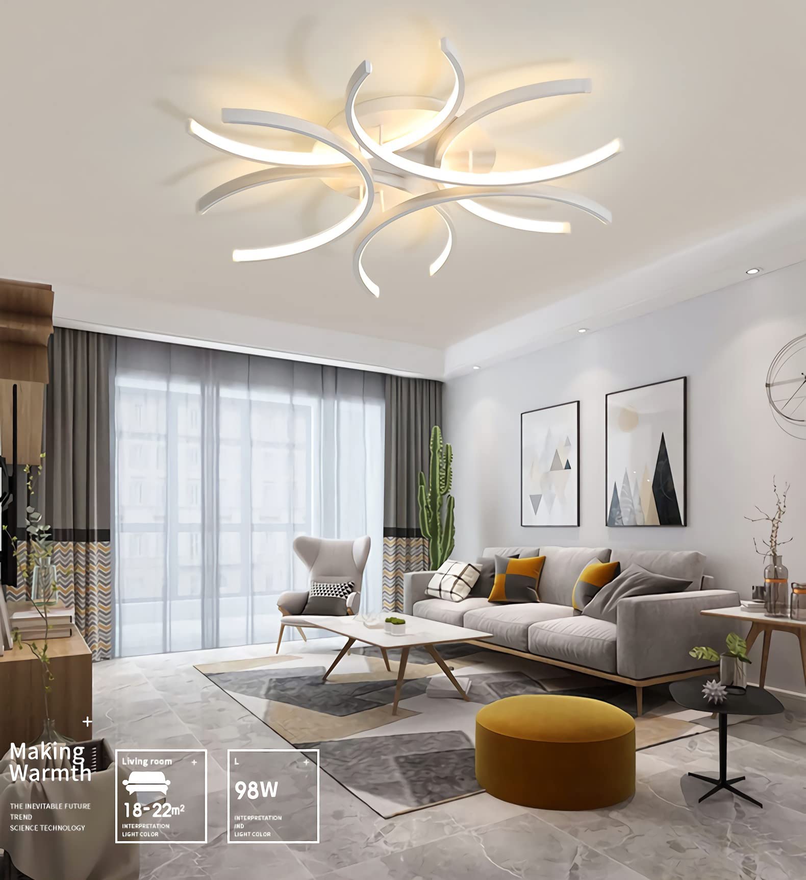 Plafoniera LED Soffitto Moderna, Lampada da Soffitto Dimmerabile da Incasso con Telecomando, Creativo Forma Di Fiore Lampadario per Soggiorno Camera da Letto Sala da Pranzo(80 cm)