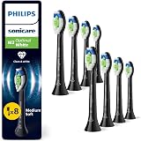 Philips Sonicare W2 Optimal White - Têtes de brosse à dents de rechange d'origine, noir, lot de 8, HX6068/88 - 1