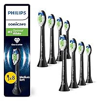 PHILIPS Sonicare W2 Optimal White, testine di ricambio originali, nero, confezione da 8, HX6068, 88, Nuovo, 8 Testine