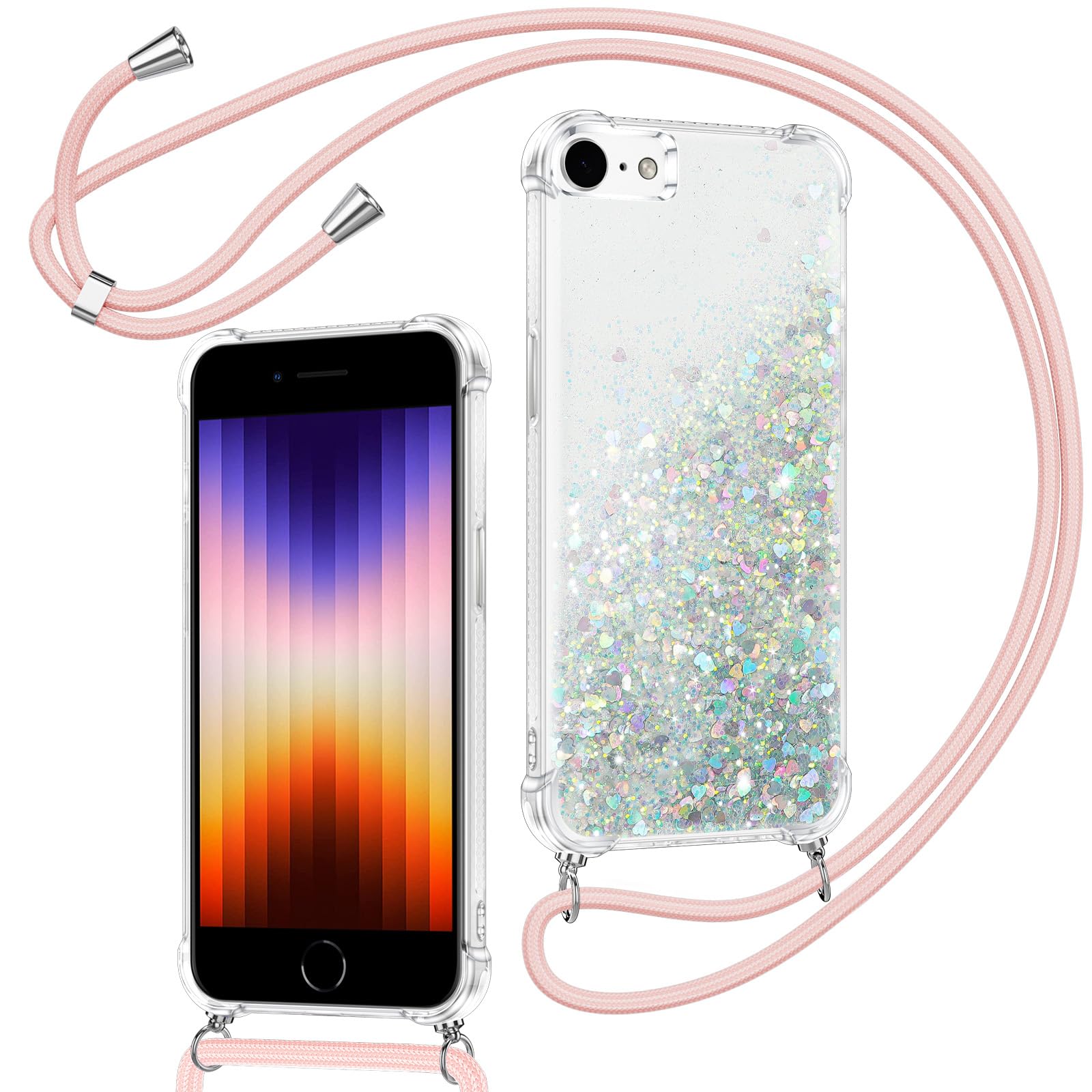 Verco Custodia Glitter Per IPhone SE (2020/2022), IPhone 7 E 8 - Cover In TPU Oro, Antiscivolo E Protettiva, 4,7 Pollici