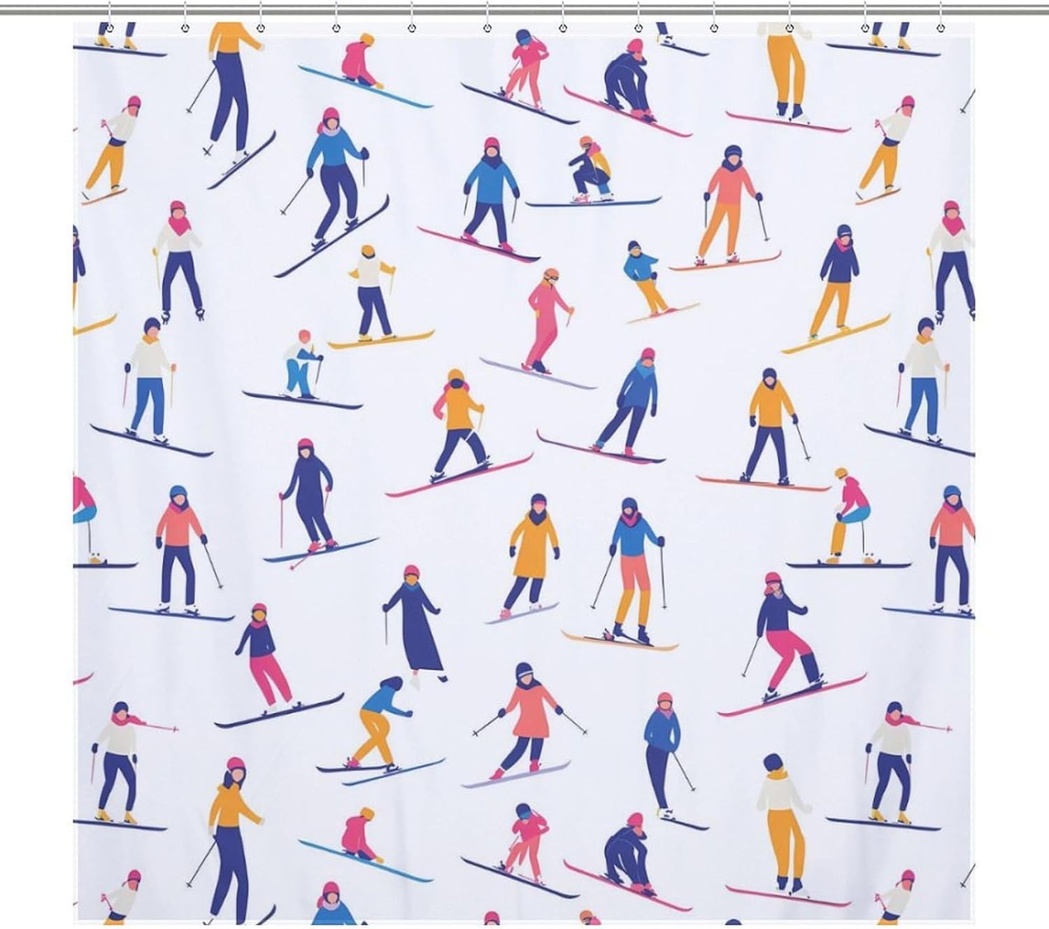 Skiing Sports Bath Curtain Waterproof Shower Curtains with Hooks for Bathroom Showers and Bathtubs 69.69x70.87Inch（177x180cm）