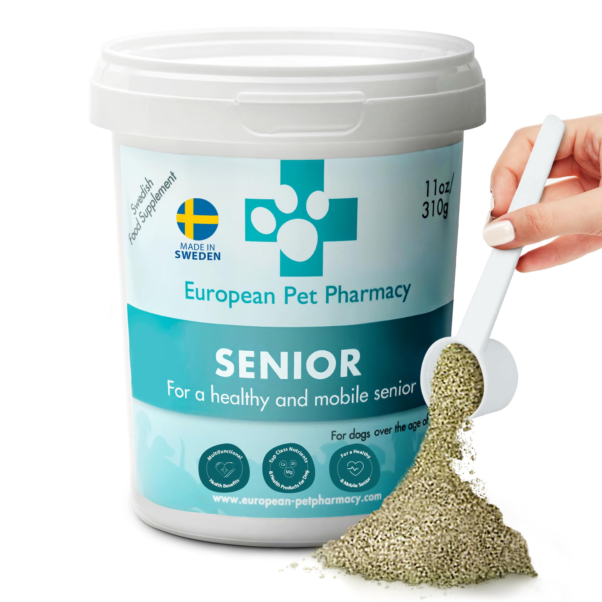 European Pet Pharmacy Suplement na Stawy dla Psów i Kotów – Bogata w Składniki Odżywcze Formuła z Małżą Nowozelandzką dla Regeneracji, Mobilności, Wszystkich Wieków (Senior - 310g)