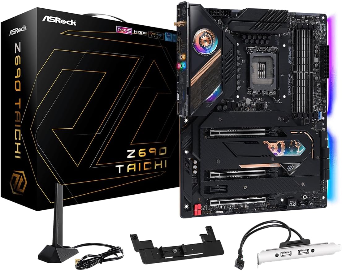 ASROCK Z690 Taichi Socket LGA1700/ Intel Z690/ DDR5/ AMD Crossfire/ SATA3&USB3.2/ M.2/ WiFi/ATX Motherboard
