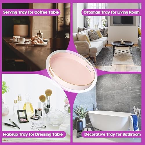 Miniatura 19 de Gifturbo Bandeja de servir de mármol azul, bandejas decorativas con asas, bandeja de mesa auxiliar, bandejas de plástico rectangulares otomanas