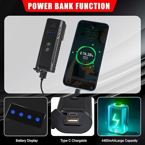 Miniatura 6 de Luces de bicicleta con bocina de alta db, 1000 lúmenes, 4400 mAh, faro de bicicleta y bocina de alto decibelio, 5 modos de luces, faro de bicicleta