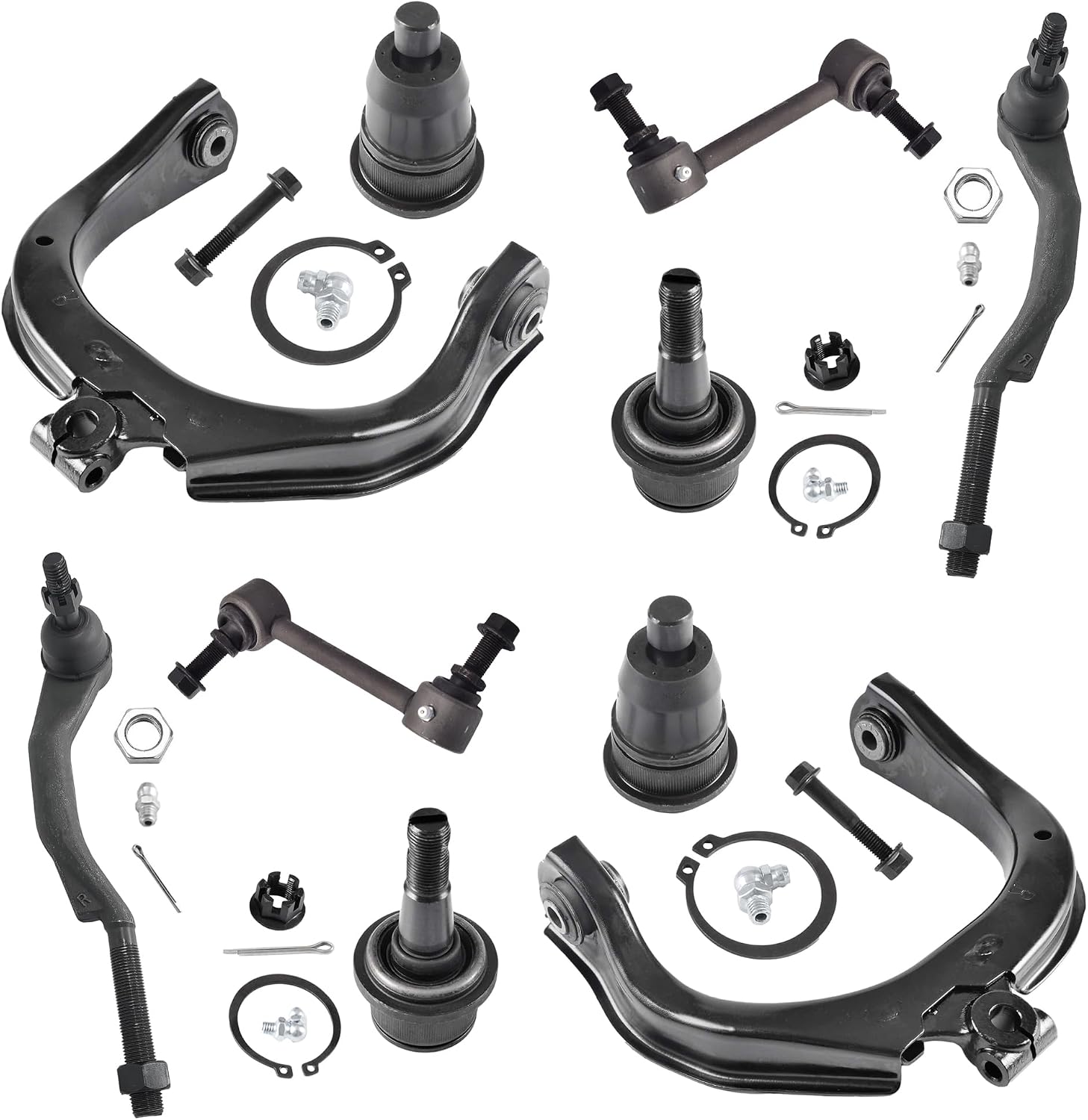10pcs Suspension Kit for 2003-2009 Chevy Trailblazer EXT SSR, GMC Envoy XL XUV, Isuzu Ascender, Buick Rainier, 2 Upper Control Arms, 4 Ball Joint,2 Rear Sway Bar Links, 2 Outer Tie Rod Ends