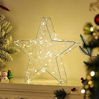 LED Csillag Asztali Lámpa 33 cm - Hangulatos Karácsonyi Fénydísz Meleg Fehér Világítással - Elemes Éjjeli Lámpa Szobai Dekorációhoz 1